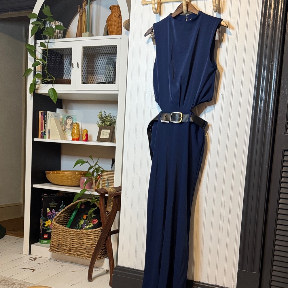 Abercrombie & Fitch Navy Dress with Belt Side Cut Outs NEW with tags